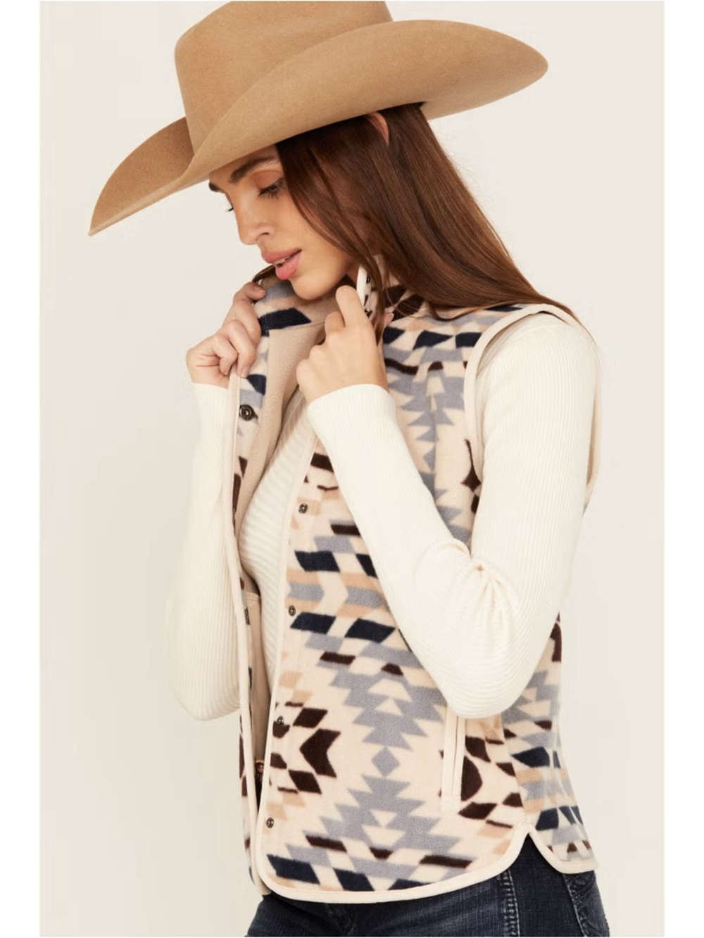 Shyanne Southwestern Aztec Fleece Vest‎ Snap Front Western Print XS - Picture 2 of 16